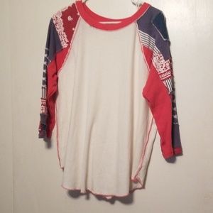 Free people flag patriotic baseball patchwork